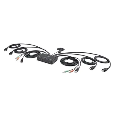 2-PORT Dual-Monitor HDMI Cable KVM Switch 4K 60HZ Compact KVM with 5FT/1.5M in