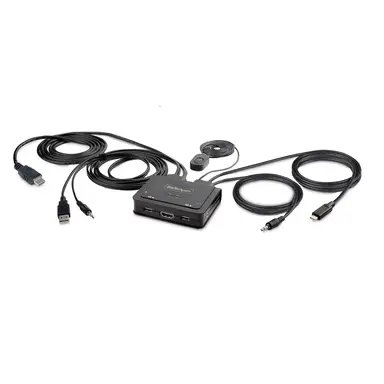 2-PORT Hybrid USB-C HDMI Cable KVM Switch 4K 60HZ Compact KVM with 6FT/1.8M US