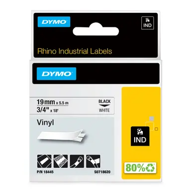 Label - 3/4IN- 19MM - White - Color-Coded for Safety: Available in the Widest RA