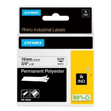 Rhino 3/4IN X 18FT White Permanent Poly Labels