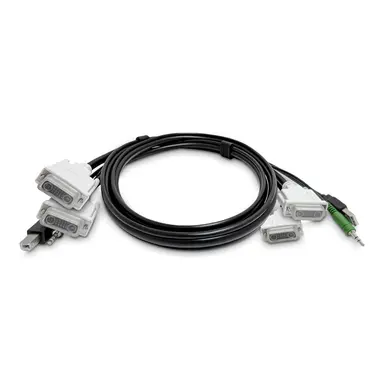 6FT (1.8M) Dual-DVI KVM Cable USB 2.0 3.5MM Audio Universally Compatible Comb