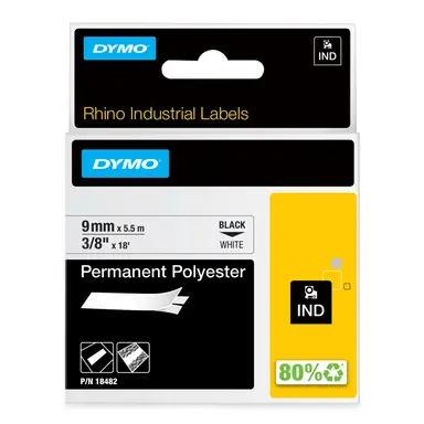 Rhino 3/8 White Permanent Poly Labels