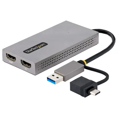 USB to Dual HDMI Display Adapter Adds 1X 4K 30HZ + 1X 1080P Displays to a Laptop