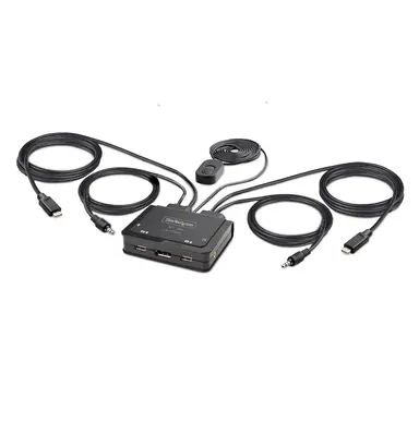 2-PORT USB-C Cable KVM Switch 4K 60HZ Displayport Output Compact KVM with 4FT/