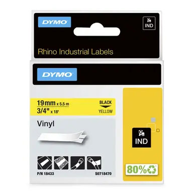 Dymo Rhino 3/4IN X 18FT Yellow Vinyl Labels