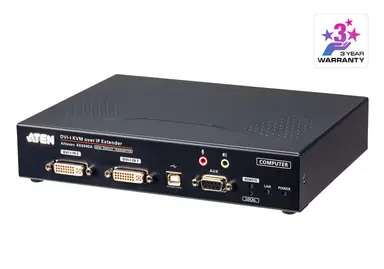 USB Single Link DVI-I Dual Display KVM Over IP Transmitter with Audio & Serial