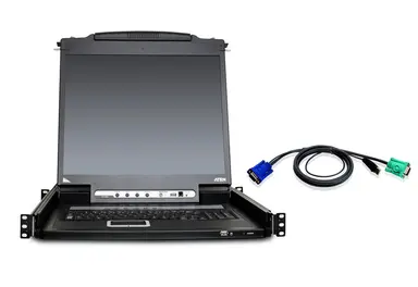 8-PORT 19IN. Single Rail USB/PS2 LCD KVM W/ Peripheral Sharing & 8 USB KVM Cable