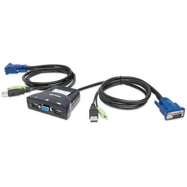 2-PORT Mini KVM Switch 2-PORT USB Audio Support Black