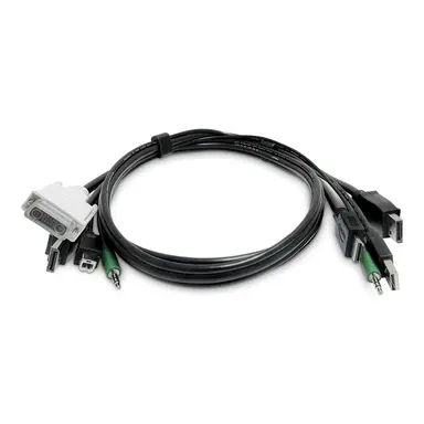 6FT (1.8M) Dual-Display KVM Cable HDMI and Displayport to DVI and DP USB 2.0
