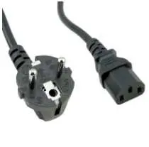 Power Cable Iec to EU 3 Pin Black 1.8M