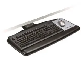 ADJUSTABLE KEYBOARD TRAY 26.5 X23 X8, LIFETIME ON KEYBOARD ARM. 5 YEARS ON KEYBO