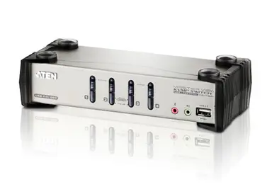 4-PORT USB2.0 Kvmp Switch with Audio Support Cables Included USB 2.0 Periphera