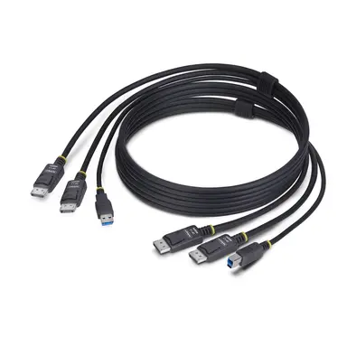 6FT (1.8M) Dual-Displayport and USB 5GBPS KVM Cable 4K 60HZ DP 1.2 and USB Com