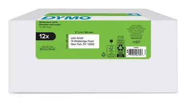 DY LW 1IN X 2-1/8IN Wht Multi 500CT 12PK (30336) - Crystal-Clear Durable Prints