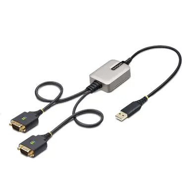 2FT (60CM) 2-PORT USB to Serial Adapter Cable Interchangeable DB9 Screws/Nuts