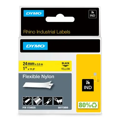 Rhino 1 Yellow Flex Nylon Label- 25MM