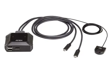 2-PORT USB-C 4K DISPLAYPORT CABLE SWITCH WITH REMOTE PORT SELECTOR