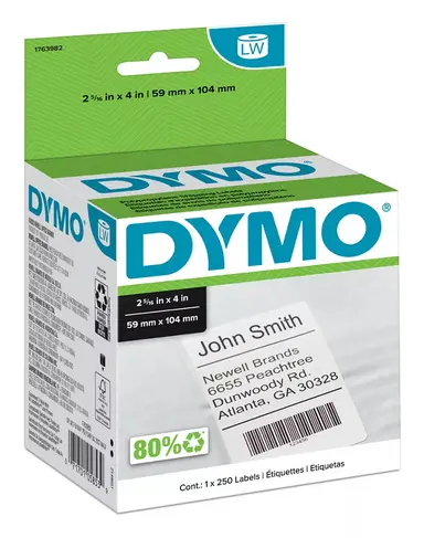 Poly White Label 2 5/16IN X 4IN 250 per Roll 1 Roll per Box- 2-5/16IN X 4IN-