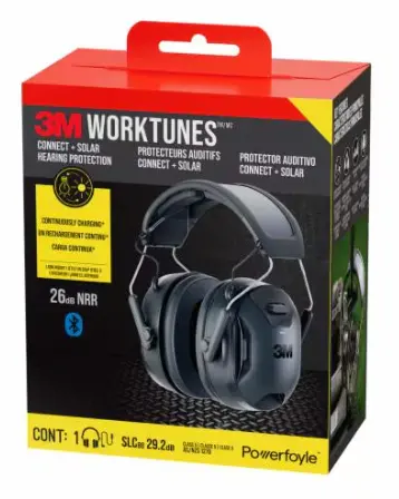 3M WORKTUNES CONNECT & SOLAR WIRELESS HEARING PROTECTOR WITH BLUETOOTH TECHNOLOG