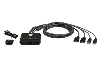 2-PORT USB Fhd HDMI Cable KVM with Remote Port Selector