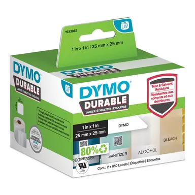 Dymo LW Durable 1IN X 1IN White Poly 1700 Labels These Labels Ensure Perfect L