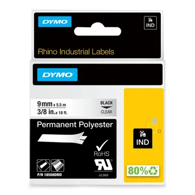 Rhino 3/8IN X 18FT Clear Permanent Poly Labels