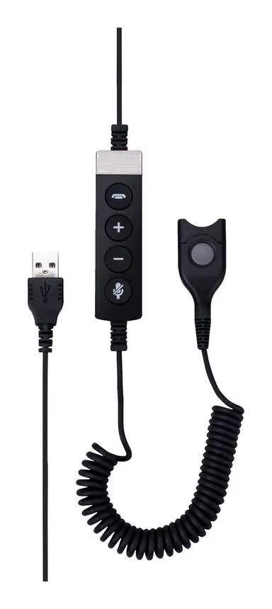 Bottom Cable Easy Disconnect to USB Plug with In-Line Call Control for Softphon