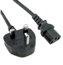 Power Cable Iec to UK 3PIN Black 1.8M