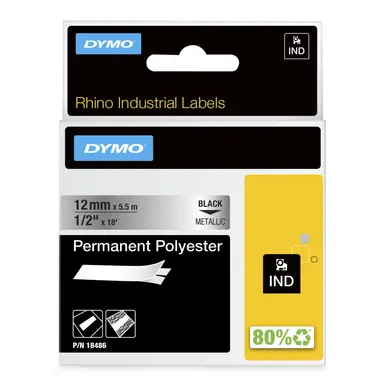 Dymo Rhino 1/2IN X 18FT Metallized Permanent Labels