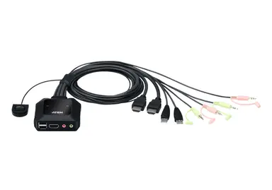 2-PORT USB 4K HDMI Cable KVM with Remote Port Selector