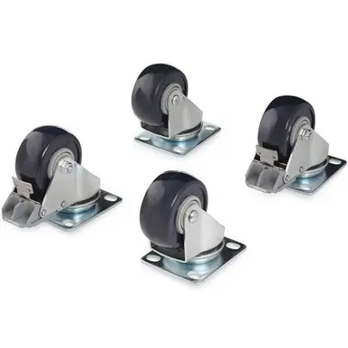 Caster Kit - Black Silver - Max Load Capacity of 50 KG (110 Lbs) per Caster to
