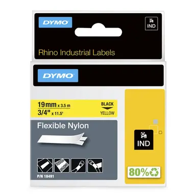Rhino 3/4IN X 11.5FT Yellow Flexible Nylon Labels