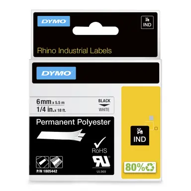Rhino 1/4IN White Perm POLY-6MM - This Item IS Suitable for Use in Rhinopro 3000