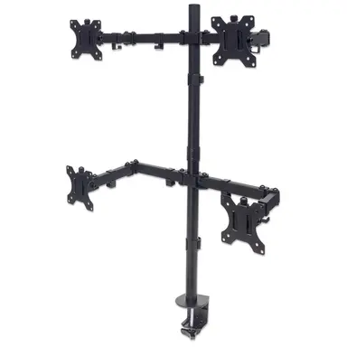 Universal Four Monitor Mount with Double-Link Swing Arms Holds Four 13IN to 32IN