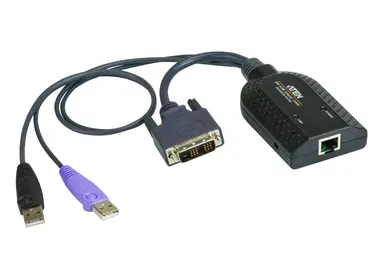 DVI USB VM KVM Adapter W/ Card Reader - 1 X RJ-45 Female 2 X USB Type a Male