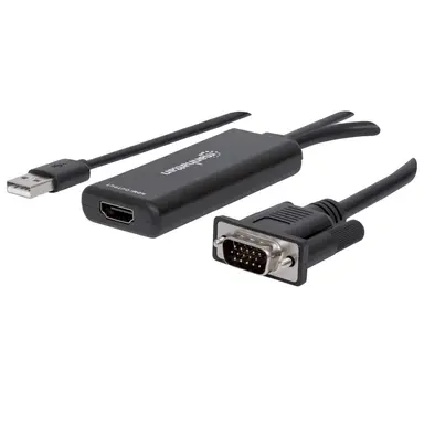 Manhattan VGA and USB to HDMI Converter Converts Analog VGA Video and USB Audio
