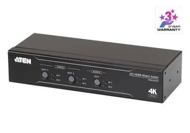 2X2 TRUE 4K HDMI MATRIX SWITCH WITH AUDIO DE-EMBEDDER